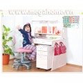 Trọn bộ bàn học, kệ sách - Màu trắng